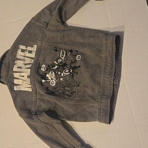 Marvel Kids Denim Jean Jacket Red Logo Superhero Comics